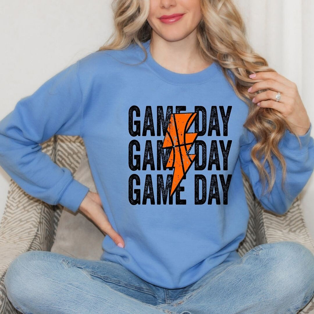 Game Day Stacked Lightning Bolt Graphic Sweatshirt