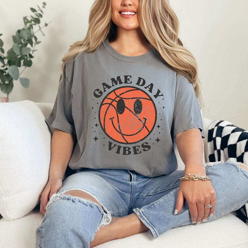 Game Day Vibes Basketball Garment Dyed Tee