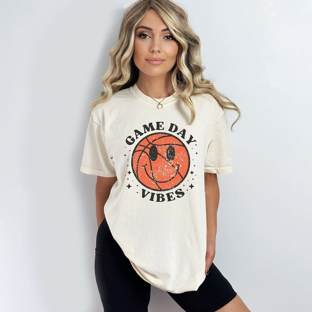 Game Day Vibes Basketball Garment Dyed Tee