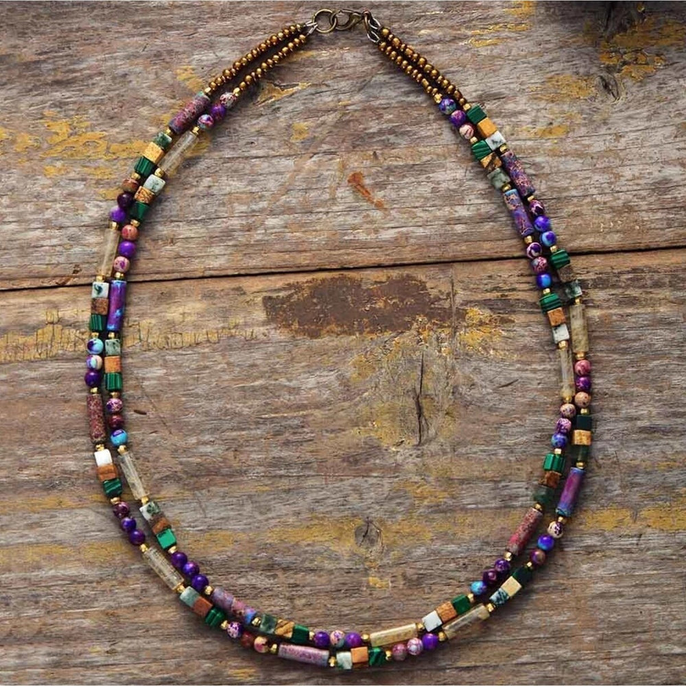 Gemstone & Goldtone Layered Necklace - White