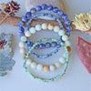 Genuine Amazonite, Genuine Sodalite & Crystals Stretch Bracelets set of 4 pieces