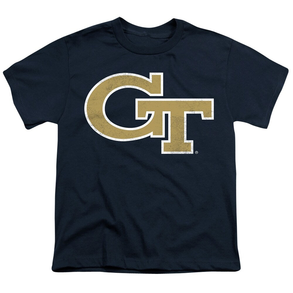 Georgia Tech Distressed Primary Kids T Shirt for Youth Boys and Girls