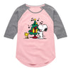 Girls Peanuts Snoopy Christmas Tree Raglan