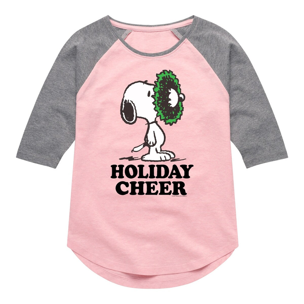 Girls Peanuts Snoopy Holiday Cheer Raglan