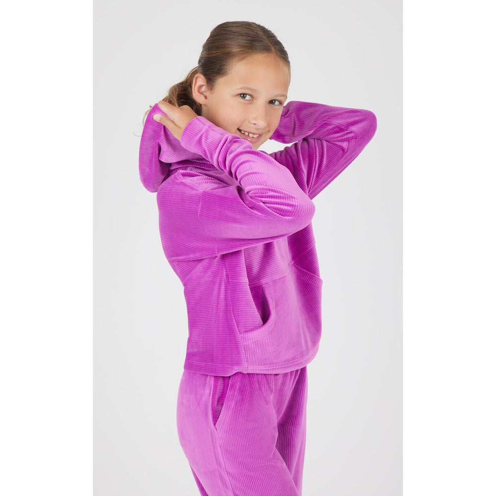 90 Degree By Reflex Girls Rib Velour Sleepover Hoodie and Rib Velour Straight Leg Pant Set