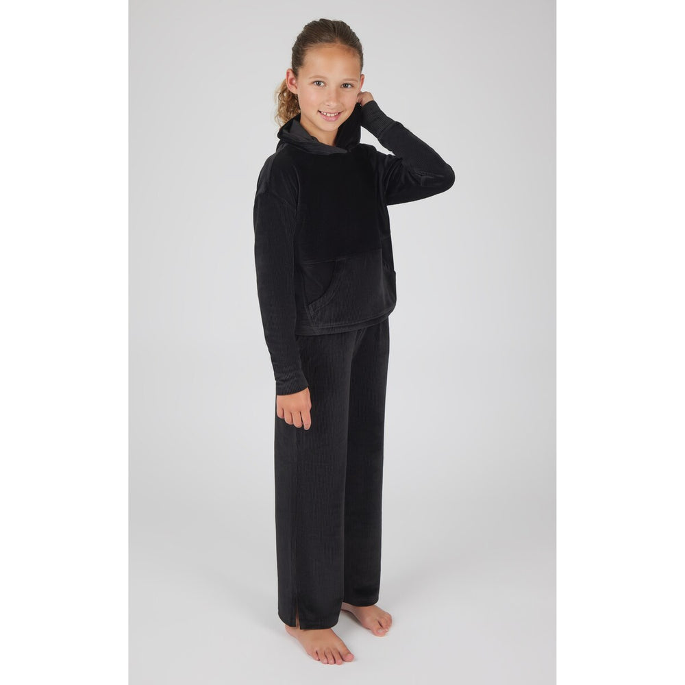 90 Degree By Reflex Girls Rib Velour Sleepover Hoodie and Rib Velour Straight Leg Pant Set