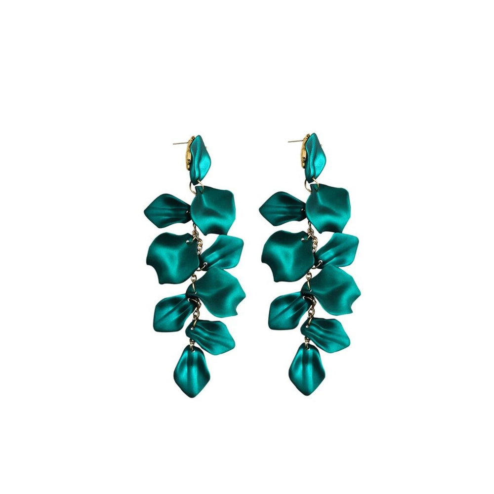 Gold And Emerald Multi Leaf Drop Earrings