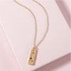 Gold Bar Star Crystal Necklace - White