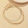 Gold Curb Chain Link Layered Necklace - White