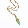 Gold Flake Turquoise Spike Pendant Necklace - White