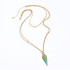 Gold Flake Turquoise Spike Pendant Necklace - White