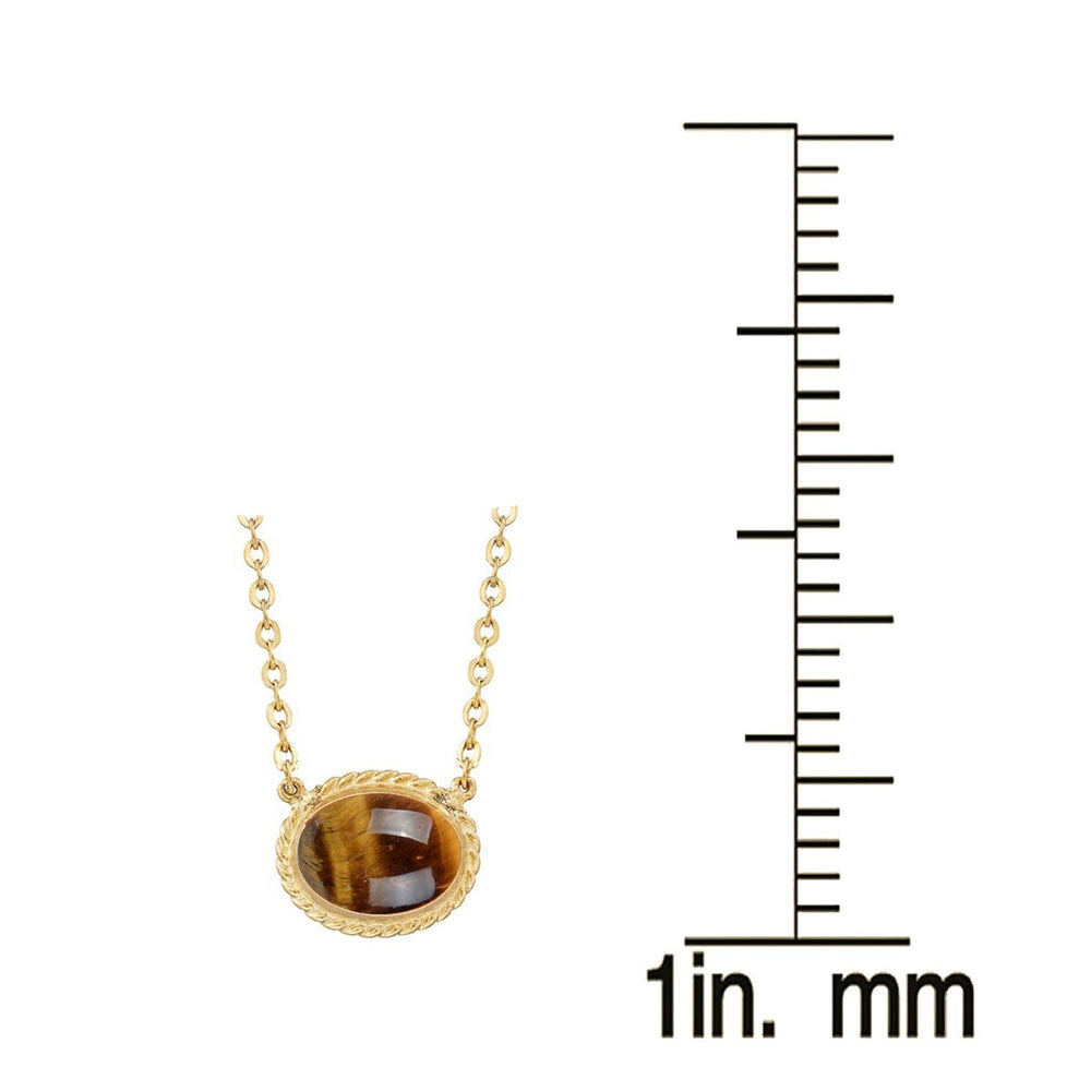 Gold Over Sterling Silver 2.20Ct Tiger Eye Solitaire Necklace