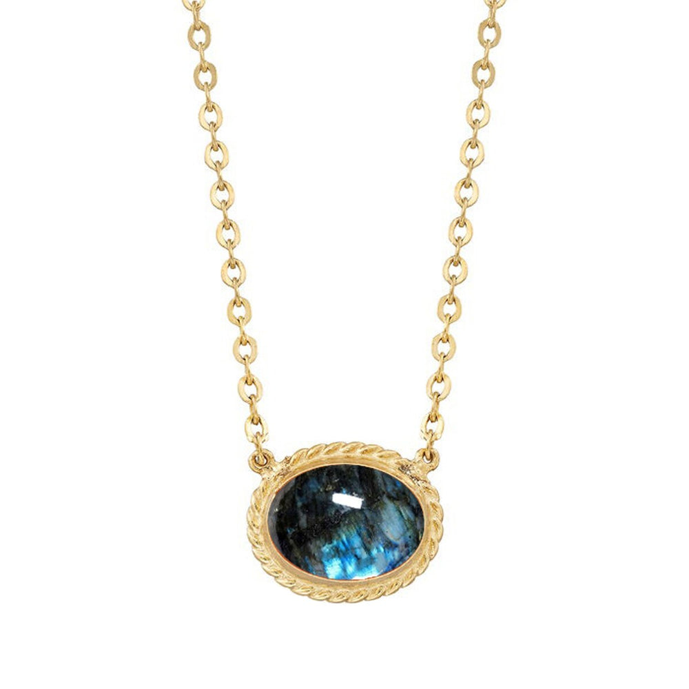 Gold Over Sterling Silver 2.20ct Labradorite Solitaire Necklace