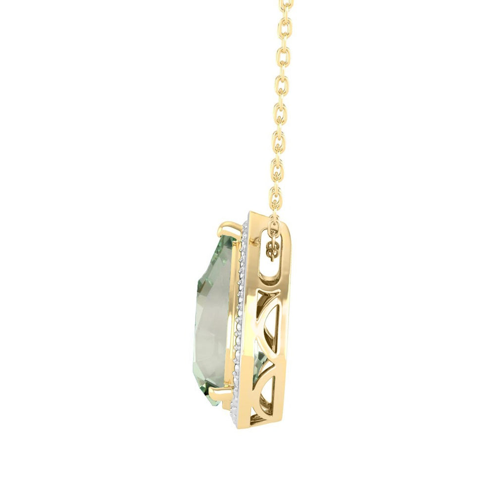 Gold Over Sterling Silver 6.50Ct Natural Prasiolite Drop Pendant