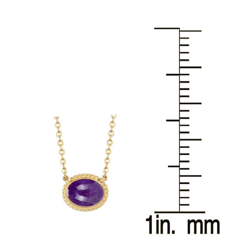 Gold Over Sterling Silver Amethyst Cabochon Solitaire Necklace