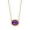 Gold Over Sterling Silver Amethyst Cabochon Solitaire Necklace