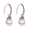 Gold Over Sterling Silver Amethyst and Pearl Dangle Earrings