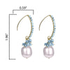 Gold Over Sterling Silver Freshwater Pearl and Aquamarine Dangle Earrings