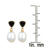 Gold Over Sterling Silver Freshwater Pearl and Black Onyx Dangle Earrings