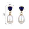 Gold Over Sterling Silver Freshwater Pearl and Blue Sapphire Dangle Earrings