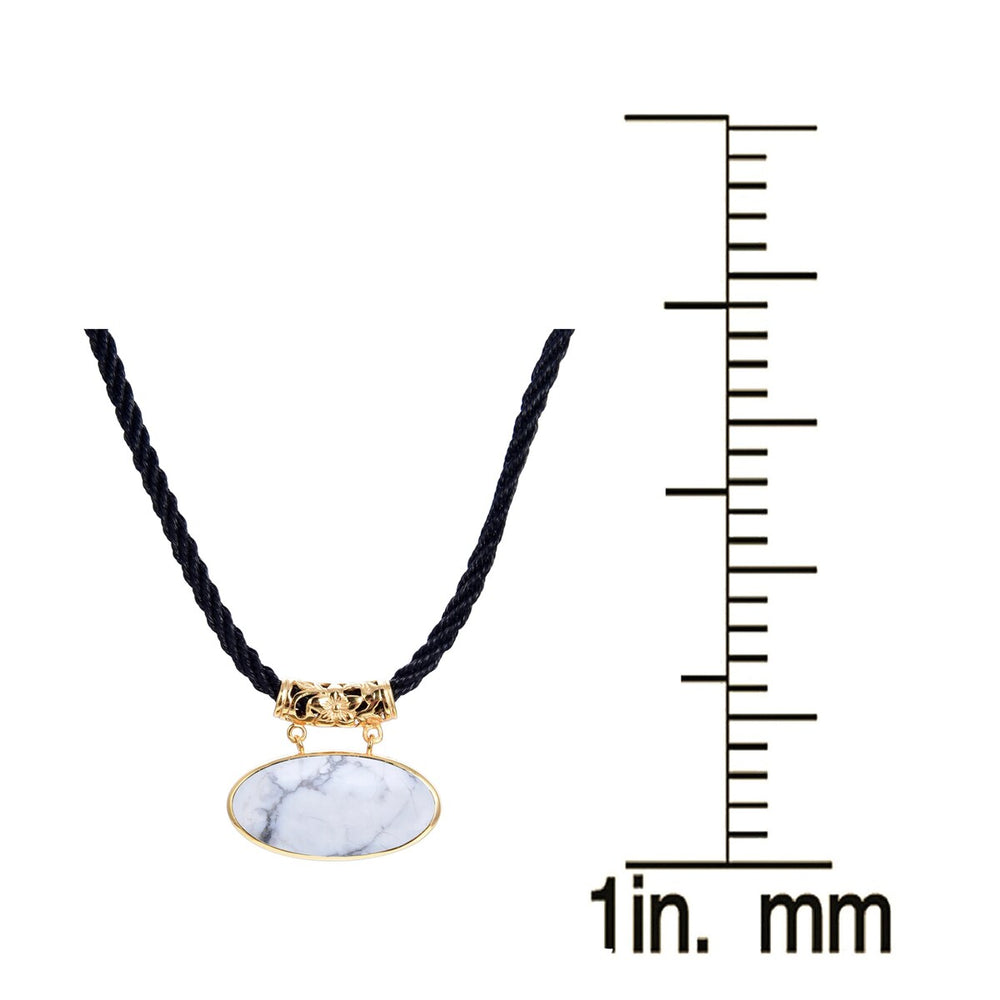 Gold Over Sterling Silver Howlite Pendant with 18" Black Cord and 2" Extension