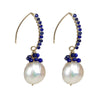 Gold Over Sterling Silver Lapis and Pearl Dangle Earrings