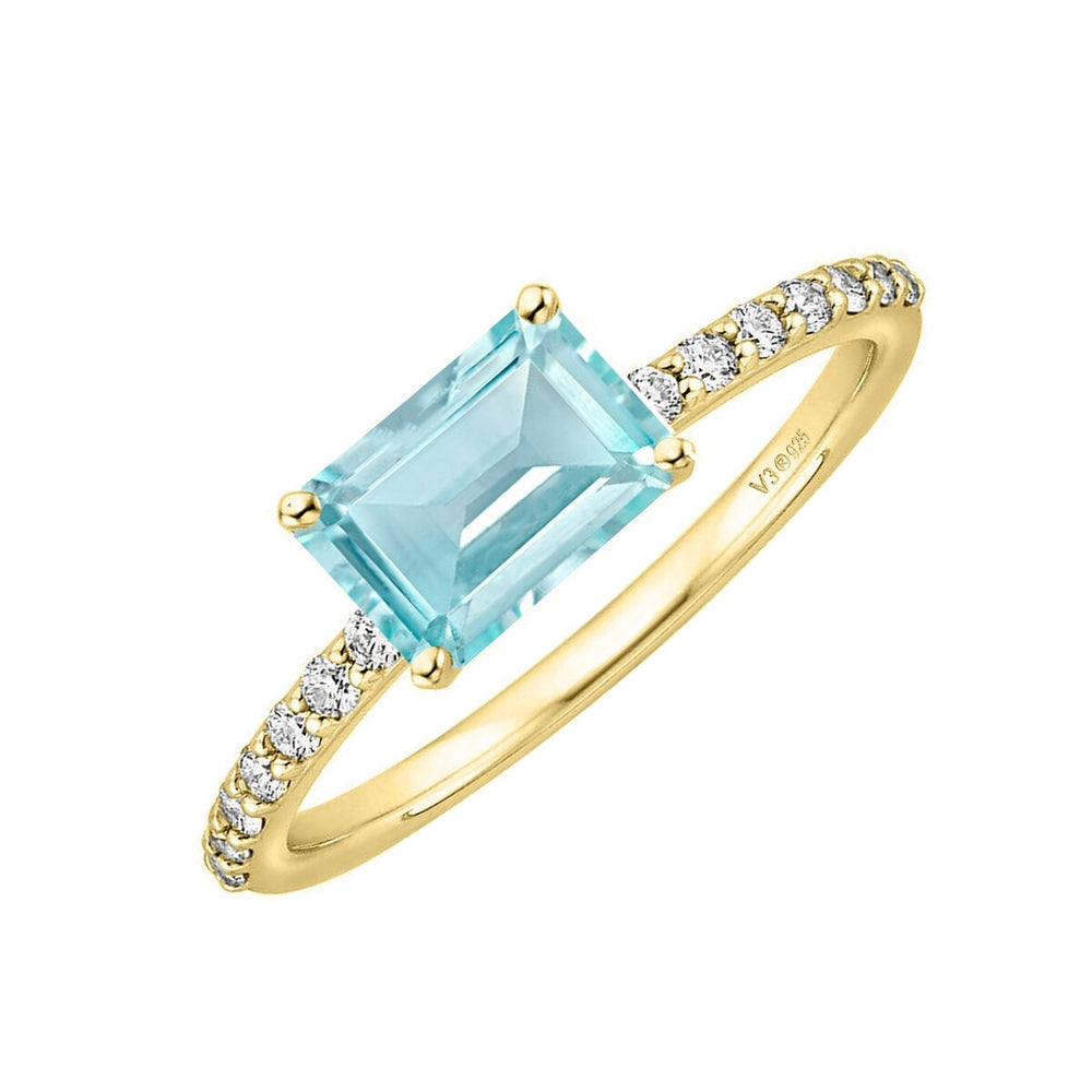 Gold Over Sterling Silver Natural Aquamarine and White Topaz Engagement Ring