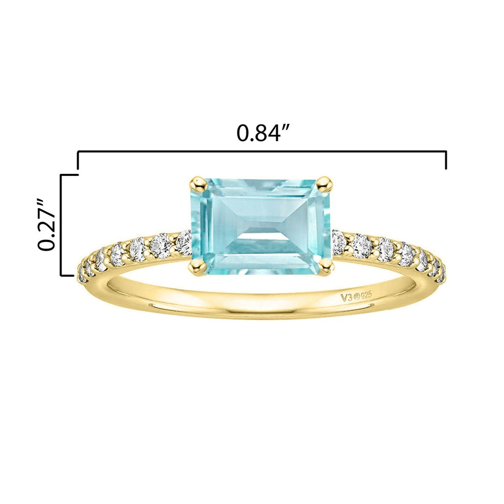 Gold Over Sterling Silver Natural Aquamarine and White Topaz Engagement Ring