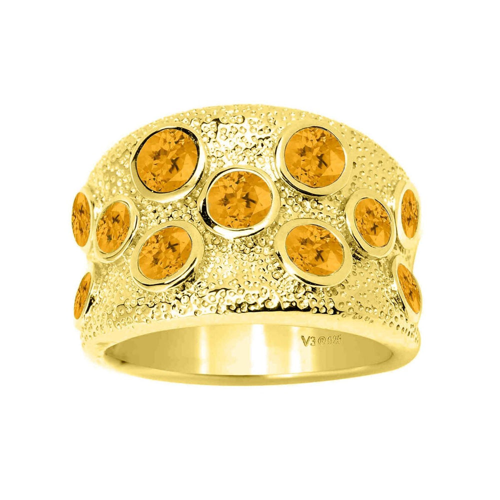 Gold Over Sterling Silver Natural Citrine Wide Band Ring