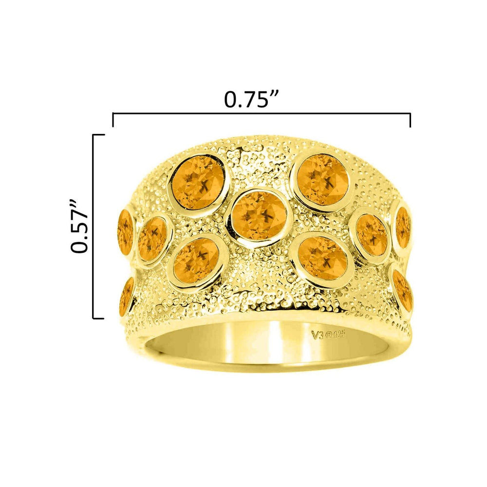 Gold Over Sterling Silver Natural Citrine Wide Band Ring