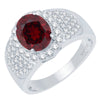 Gold Over Sterling Silver Natural Garnet and White Topaz Halo Ring