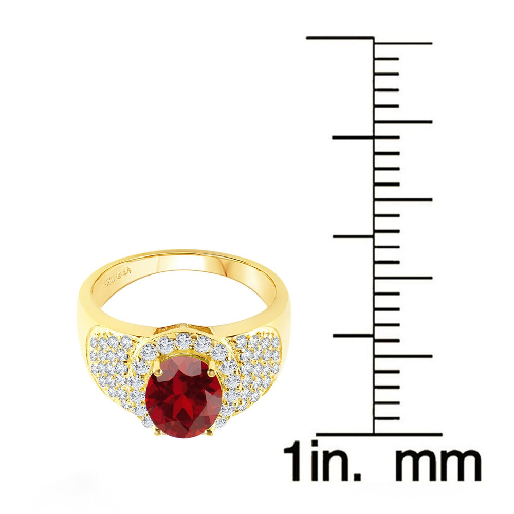 Gold Over Sterling Silver Natural Garnet and White Topaz Halo Ring