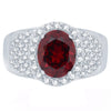 Gold Over Sterling Silver Natural Garnet and White Topaz Halo Ring