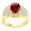 Gold Over Sterling Silver Natural Garnet and White Topaz Halo Ring