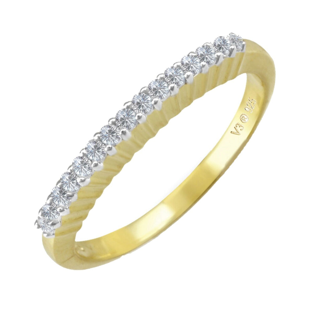 Gold Over Sterling Silver Natural White Diamond Band Ring