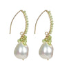 Gold Over Sterling Silver Peridot and Pearl Dangle Earrings