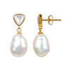 Gold Over Sterling Silver with Freshwater Pearl and Mother Of Pearl Dangle Earrings