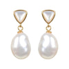 Gold Over Sterling Silver with Freshwater Pearl and Mother Of Pearl Dangle Earrings