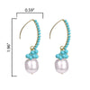 Gold Over Sterling Silver with Freshwater Pearl and Turquoise Dangle Earrings