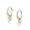 Gold Plated Sterling Silver Huggie Hoop Earrings with Peach Freshwater Pearl