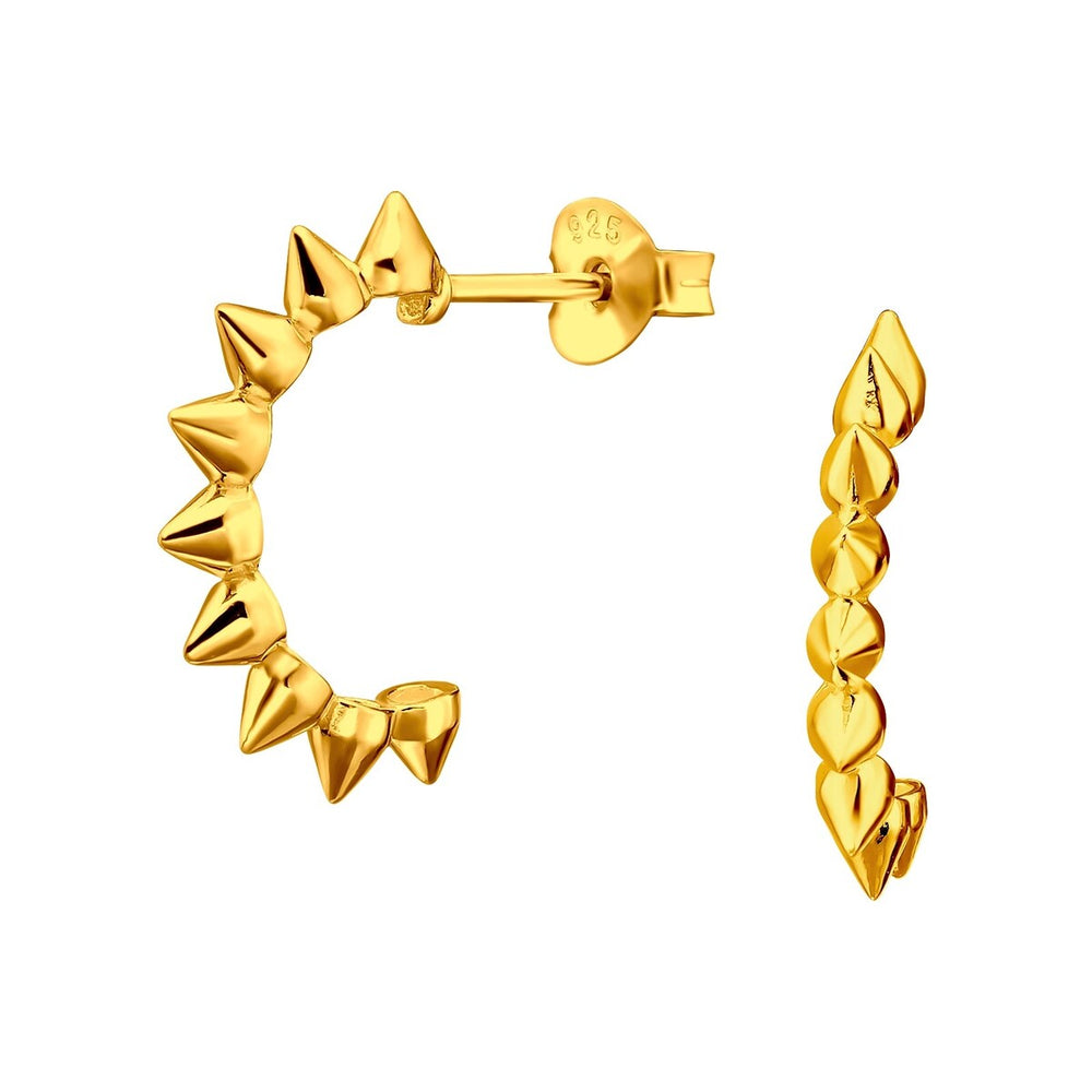 Gold Plated Sterling Silver Spiked Hoop Earrings