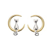 Gold Plated Sterling Silver Two Toned Cat on Moon Earrings