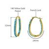 Gold Turquoise Inside Out Crystal Hoop Earrings For Women