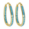 Gold Turquoise Inside Out Crystal Hoop Earrings For Women