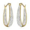 Gold and White Inside Out Crystal Hoop Earrings For Women - Gold and White