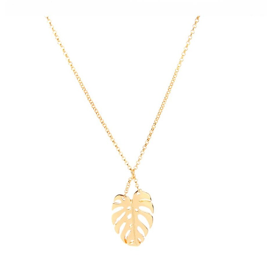 Gold leaf Necklace - White