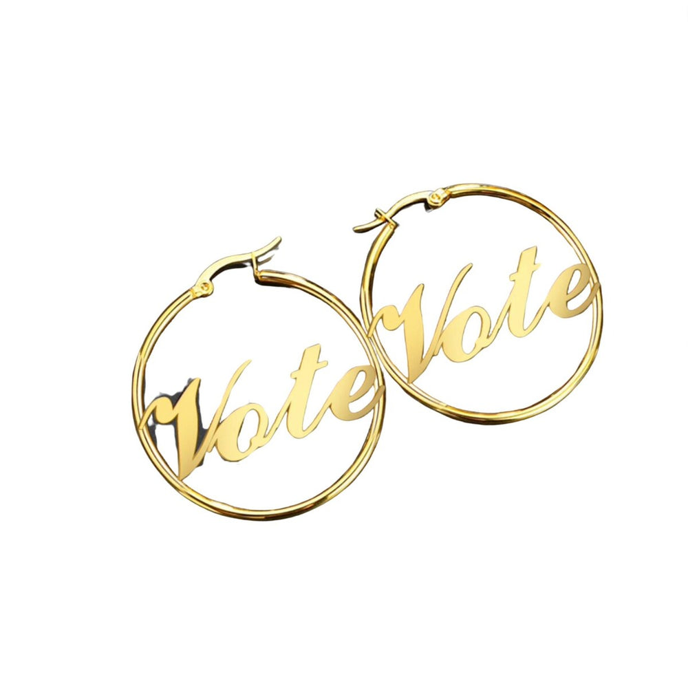 Gold plated Stainless Steel Vote Hoop Earrings