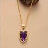 Goldtone Amethyst Pendant Necklace - White