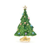 Goldtone And Green Glittery Christmas Tree Brooch With Crystals