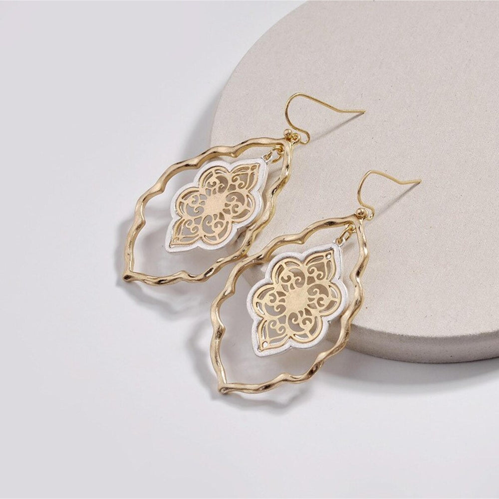 Goldtone And Matte Silver Boho Drop Earrings